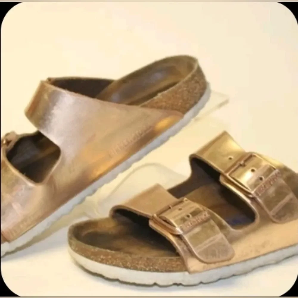 Birkenstock Arizona Metallic Rose Gold Sandals Slides 5 EU 36